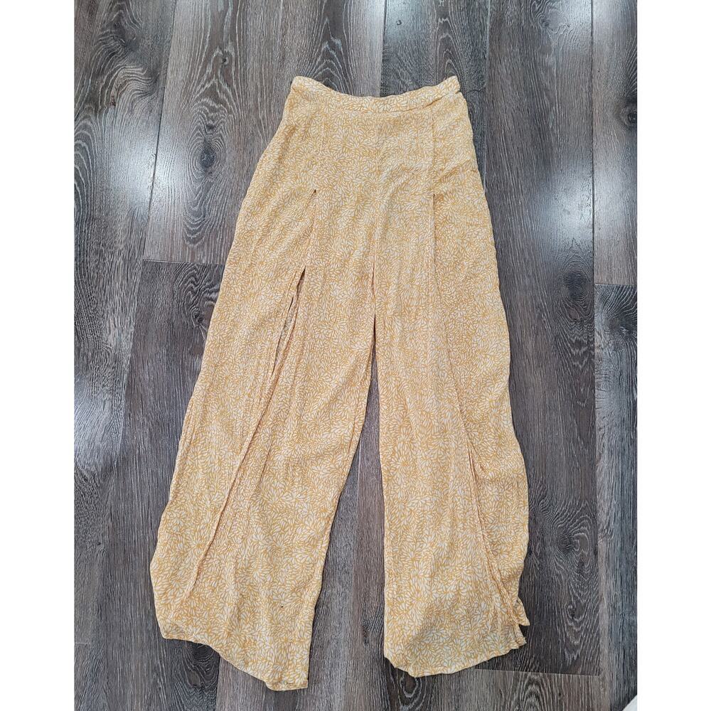O'Neill Women's Yellow Open Front Slit Wide Leg Pants size Small #13